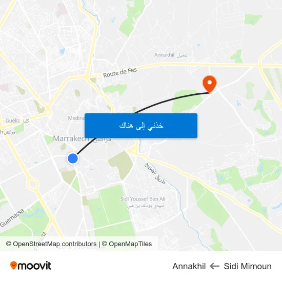Sidi Mimoun to Annakhil map