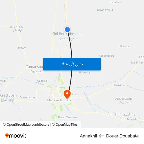 Douar Douabate to Annakhil map