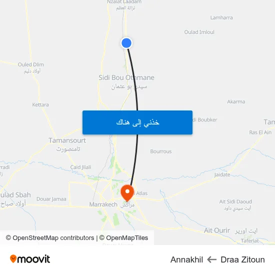 Draa Zitoun to Annakhil map