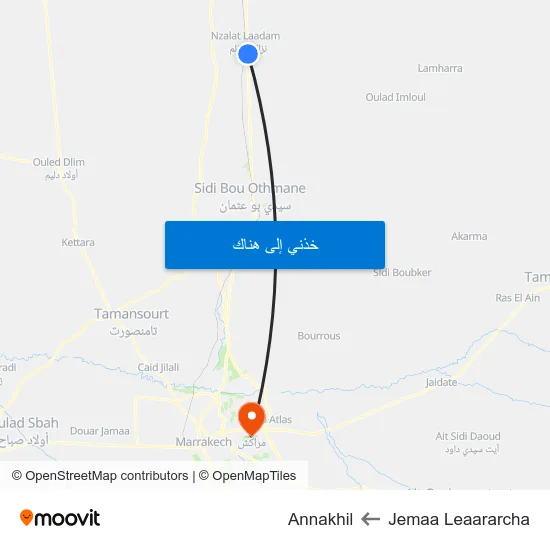 Jemaa Leaararcha to Annakhil map