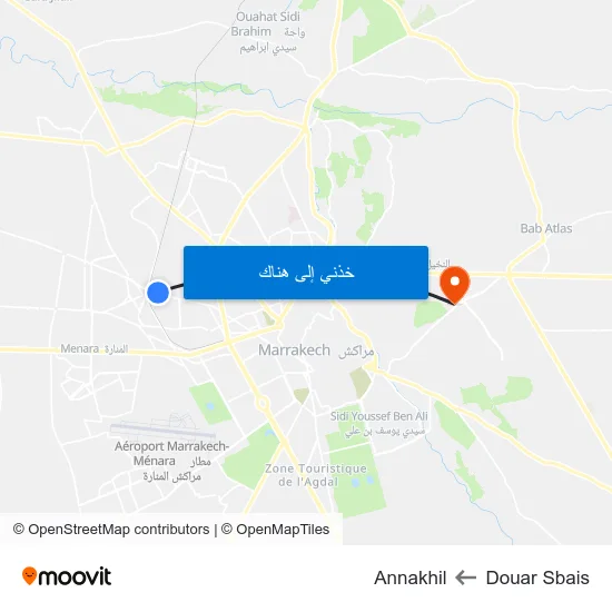 Douar Sbais to Annakhil map