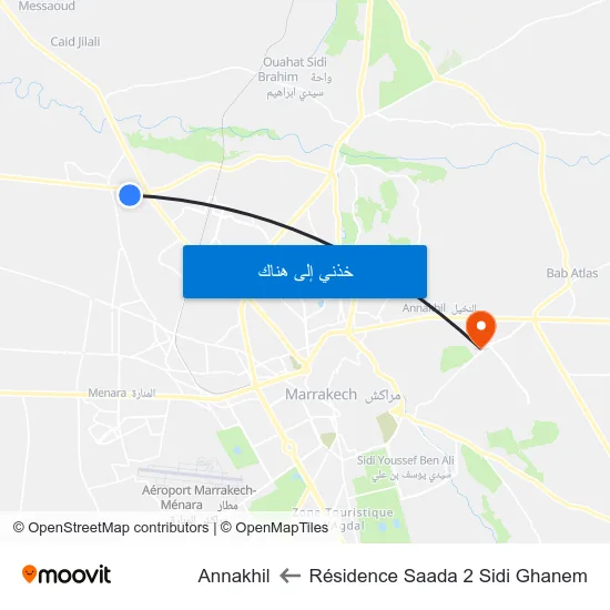 Résidence Saada 2 Sidi Ghanem to Annakhil map