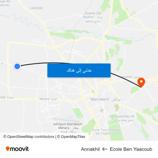 Ecole Ben Yaacoub to Annakhil map