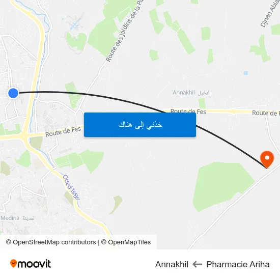Pharmacie Ariha to Annakhil map