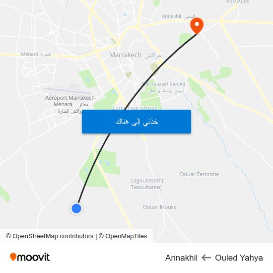 Ouled Yahya to Annakhil map