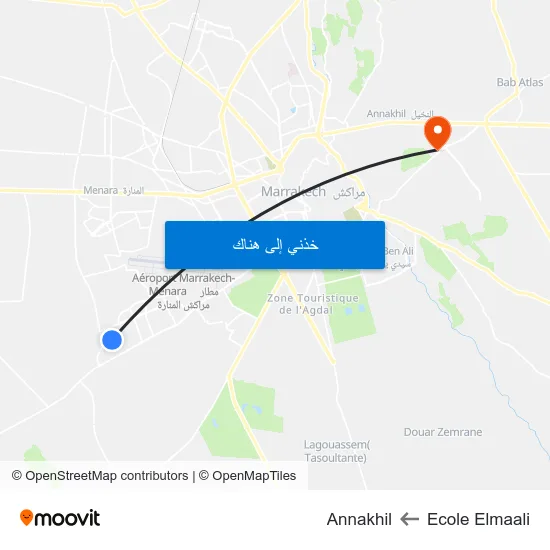 Ecole Elmaali to Annakhil map