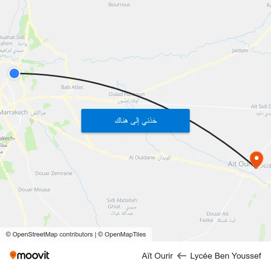 Lycée Ben Youssef to Aït Ourir map