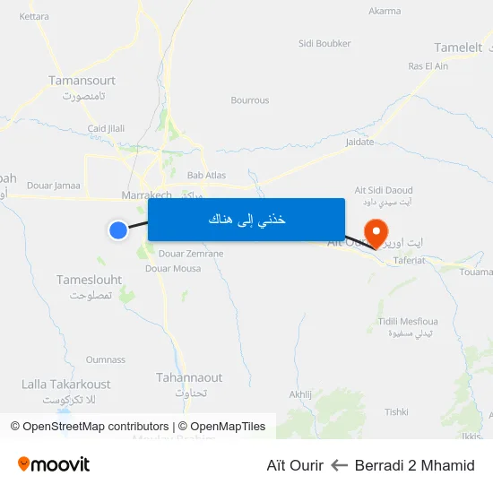 Berradi 2 Mhamid to Aït Ourir map