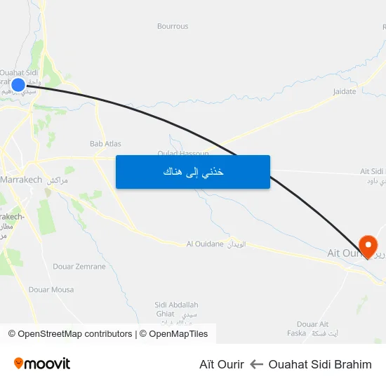 Ouahat Sidi Brahim to Aït Ourir map
