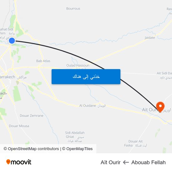 Abouab Fellah to Aït Ourir map