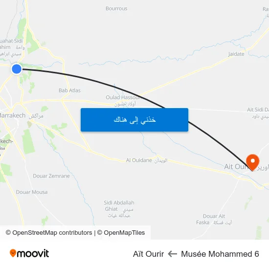 Musée Mohammed 6 to Aït Ourir map
