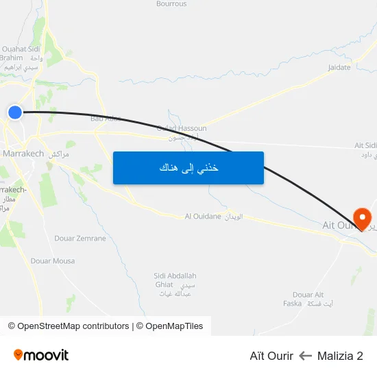 Malizia 2 to Aït Ourir map