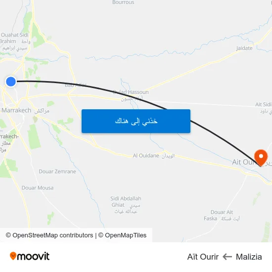Malizia to Aït Ourir map