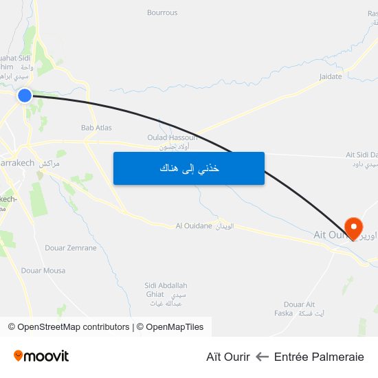 Entrée Palmeraie to Aït Ourir map