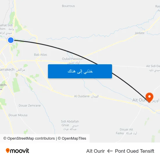 Pont Oued Tensift to Aït Ourir map