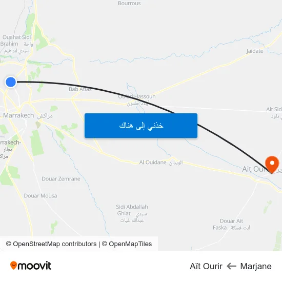 Marjane to Aït Ourir map