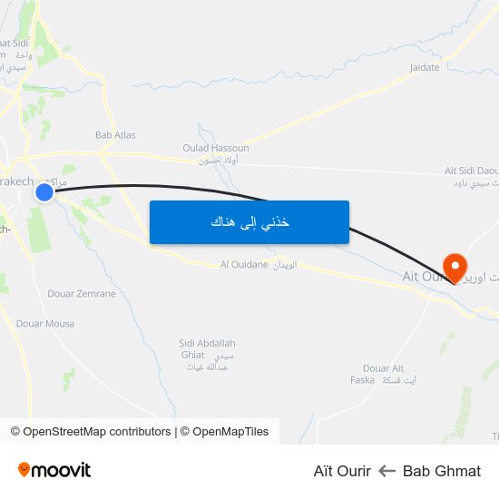 Bab Ghmat to Aït Ourir map