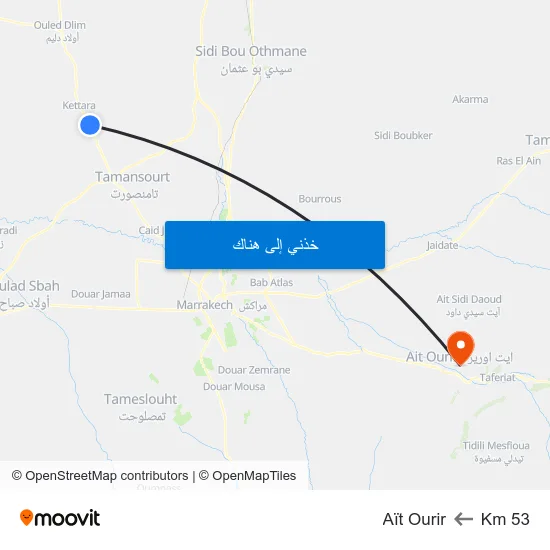 Km 53 to Aït Ourir map