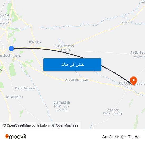 Tikida to Aït Ourir map