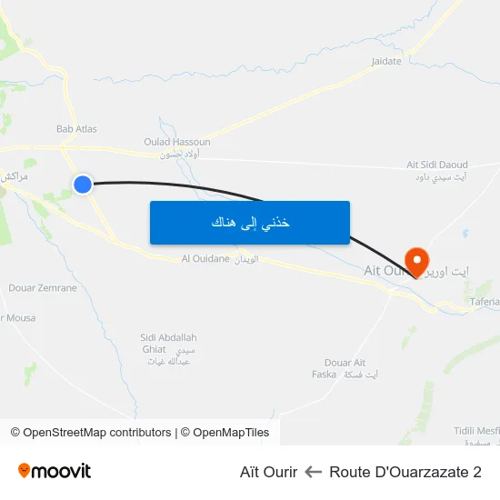 Route D'Ouarzazate 2 to Aït Ourir map