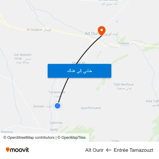 Entrée Tamazouzt to Aït Ourir map