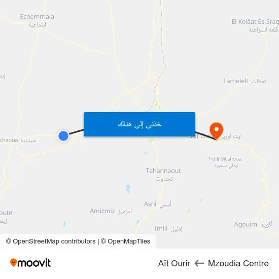 Mzoudia Centre to Aït Ourir map