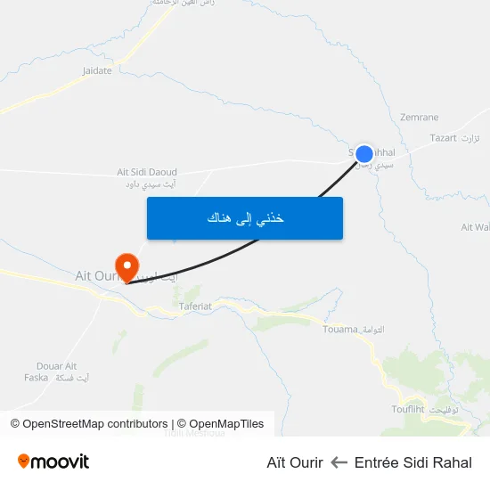 Entrée Sidi Rahal to Aït Ourir map