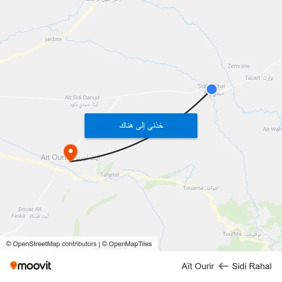 Sidi Rahal to Aït Ourir map