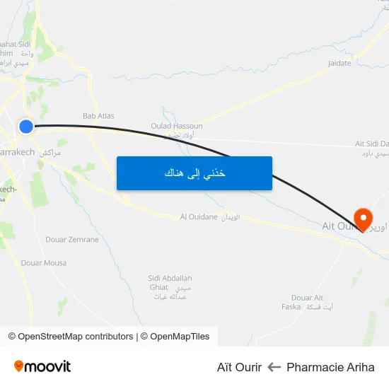 Pharmacie Ariha to Aït Ourir map