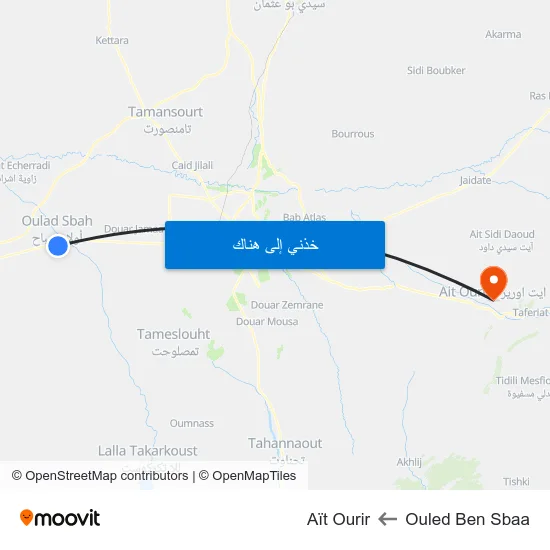 Ouled Ben Sbaa to Aït Ourir map