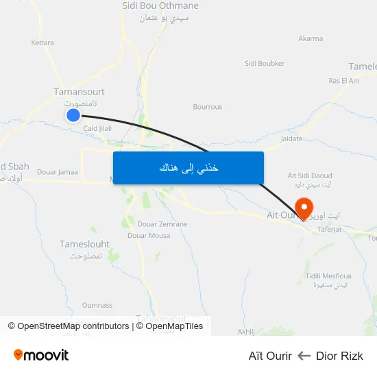 Dior Rizk to Aït Ourir map