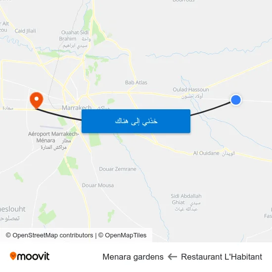 Restaurant L'Habitant to Menara gardens map