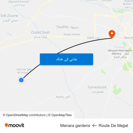 Route De Mejjat to Menara gardens map