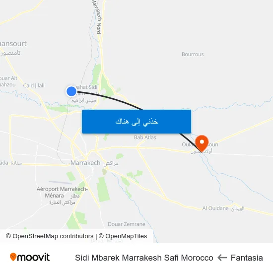 Fantasia to Sidi Mbarek Marrakesh Safi Morocco map