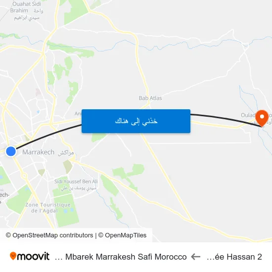 Lycée Hassan 2 to Sidi Mbarek Marrakesh Safi Morocco map
