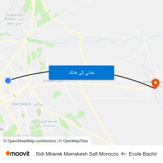 Ecole Bachir to Sidi Mbarek Marrakesh Safi Morocco map