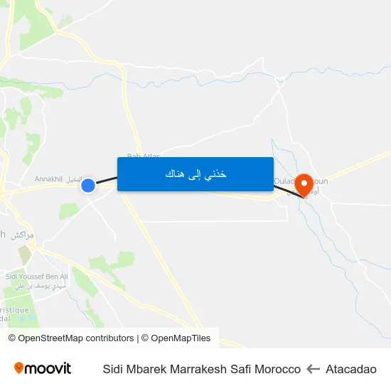 Atacadao to Sidi Mbarek Marrakesh Safi Morocco map