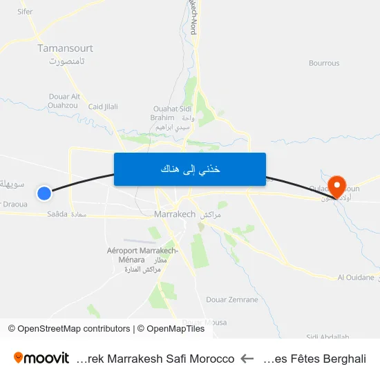 Salle Des Fêtes Berghali to Sidi Mbarek Marrakesh Safi Morocco map