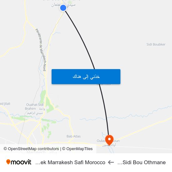 Entrée Sidi Bou Othmane to Sidi Mbarek Marrakesh Safi Morocco map