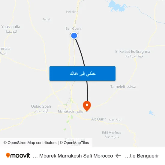 Sortie Benguerir to Sidi Mbarek Marrakesh Safi Morocco map
