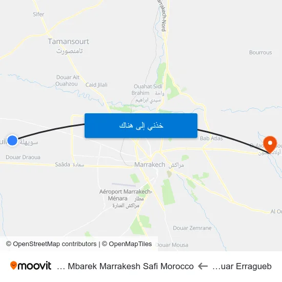 Douar Erragueb to Sidi Mbarek Marrakesh Safi Morocco map