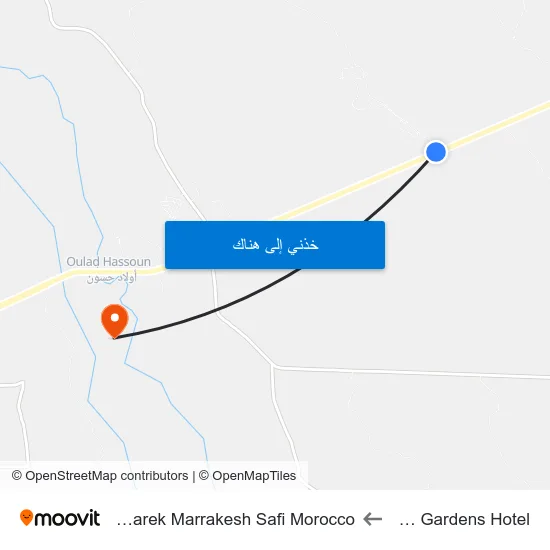 Apple Gardens Hotel to Sidi Mbarek Marrakesh Safi Morocco map