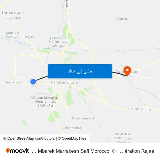 Opération Rajae to Sidi Mbarek Marrakesh Safi Morocco map