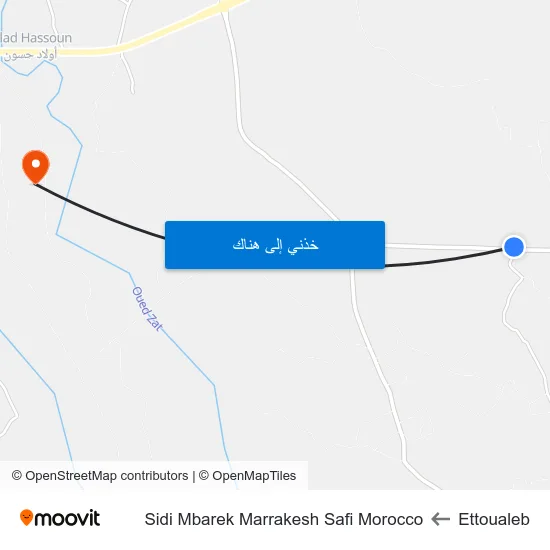 Ettoualeb to Sidi Mbarek Marrakesh Safi Morocco map