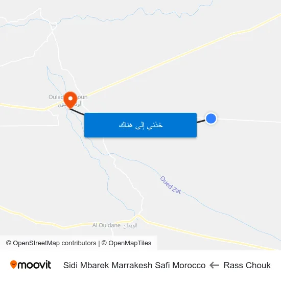 Rass Chouk to Sidi Mbarek Marrakesh Safi Morocco map