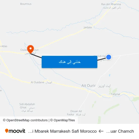 Douar Chamch to Sidi Mbarek Marrakesh Safi Morocco map