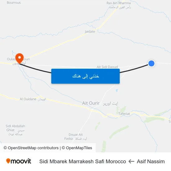 Asif Nassim to Sidi Mbarek Marrakesh Safi Morocco map