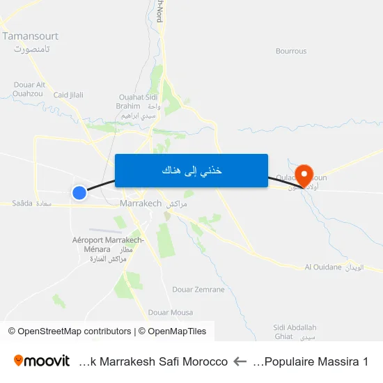 Banque Populaire Massira 1 to Sidi Mbarek Marrakesh Safi Morocco map