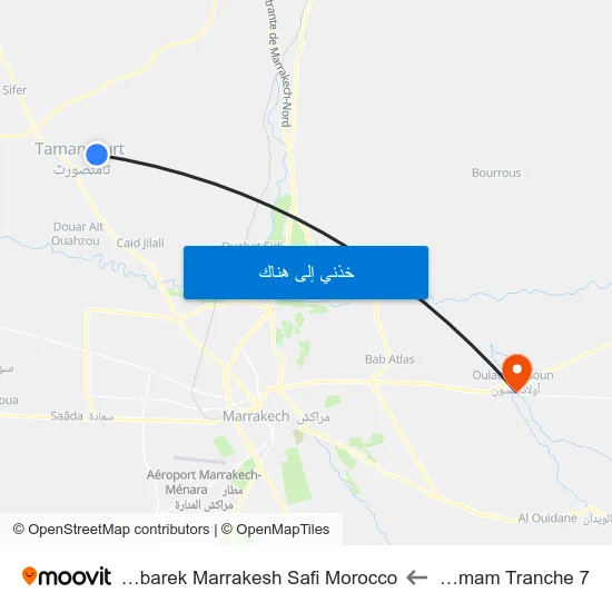 Hammam Tranche 7 to Sidi Mbarek Marrakesh Safi Morocco map