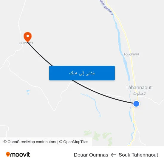 Souk Tahennaout to Douar Oumnas map